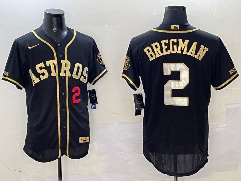 Men Houston Astros #2 Bregman Black Gold Elite 2025 Nike MLB Jersey style 5->houston astros->MLB Jersey